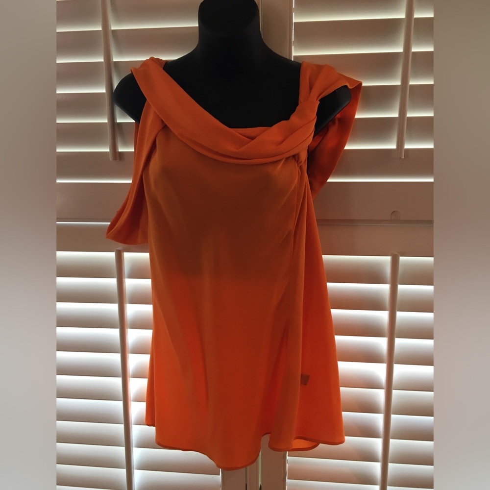 Rachel Roy asymmetrical bright orange top Size 14